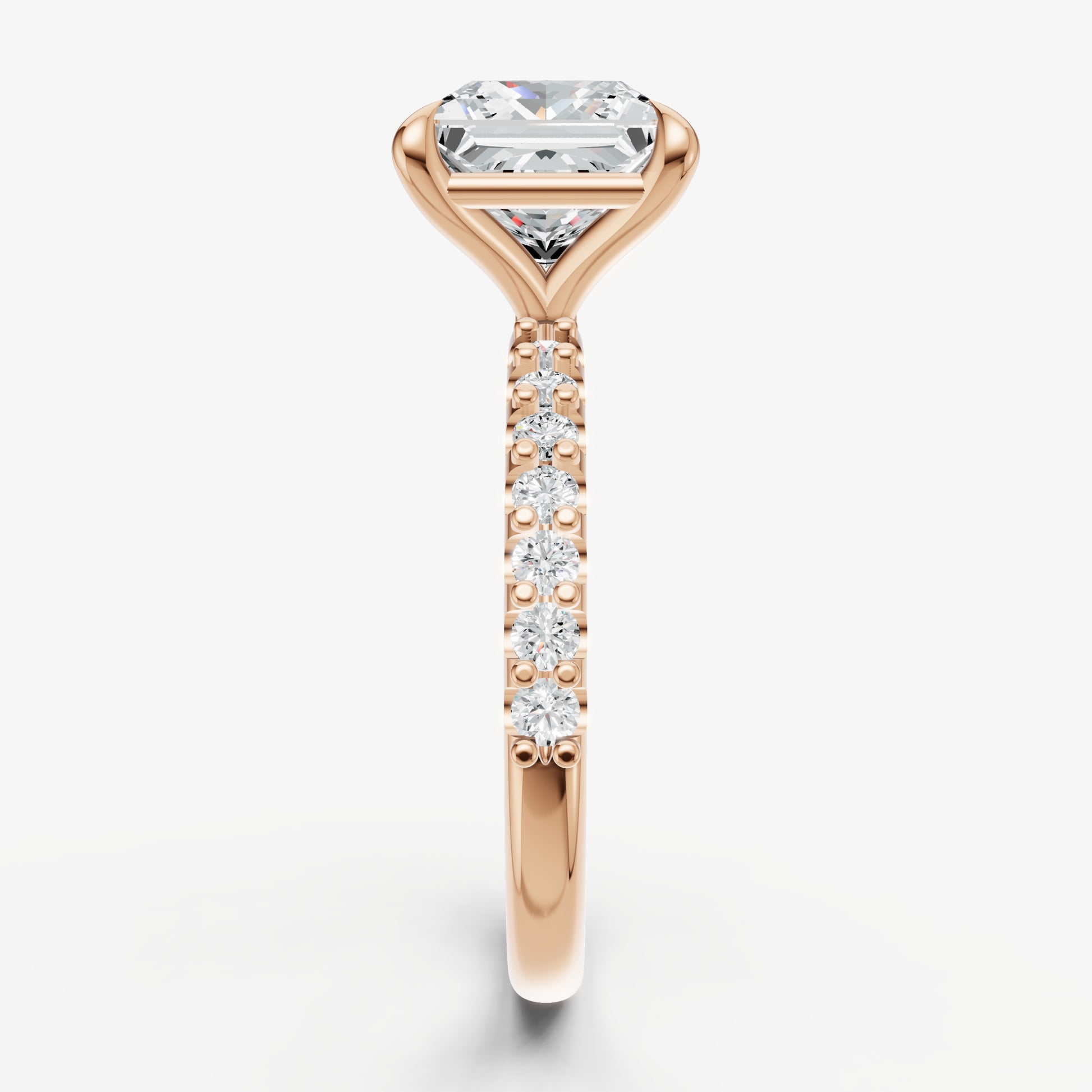 Princess 6 Claw Diamond Band Engagement Ring