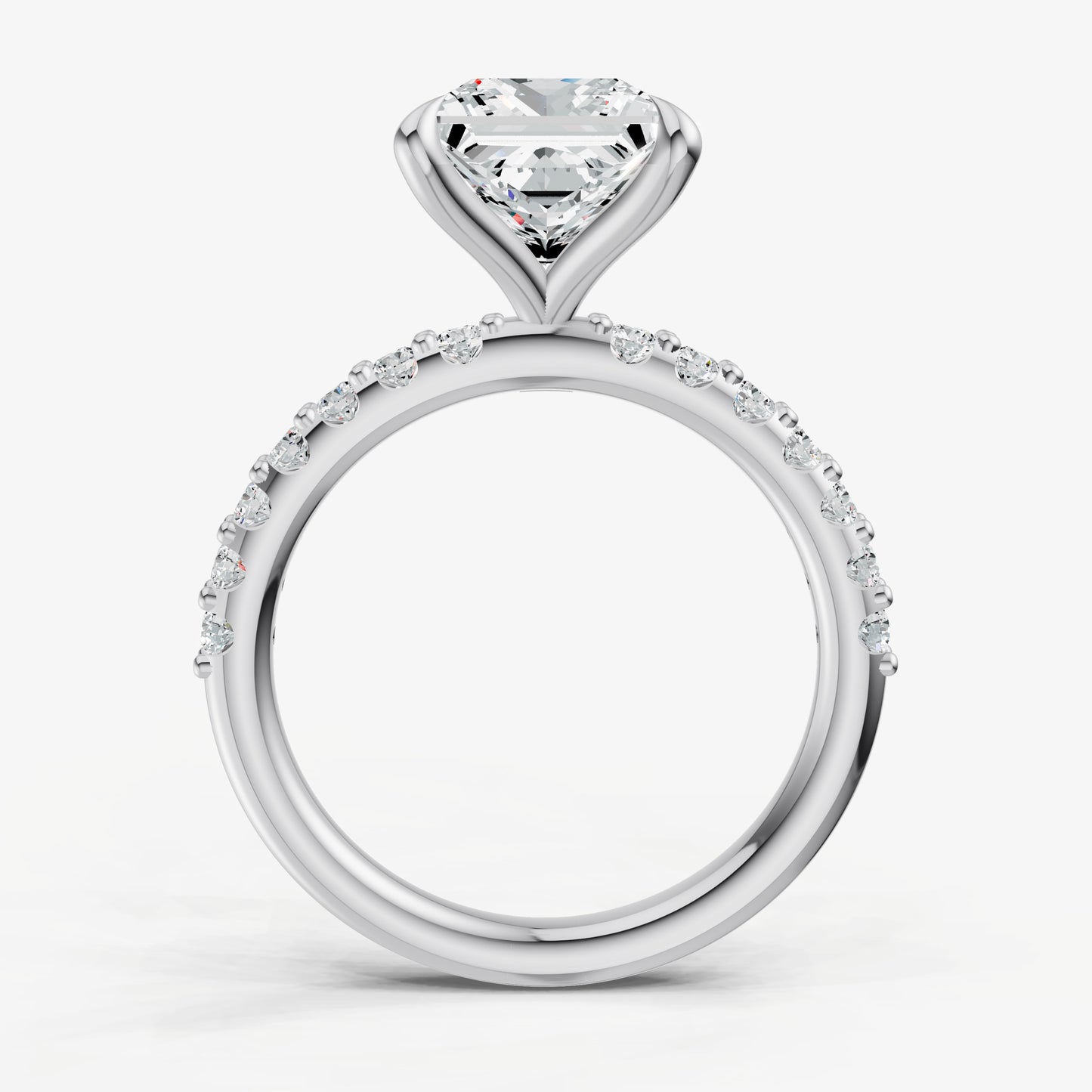 Princess 6 Claw Diamond Band Engagement Ring