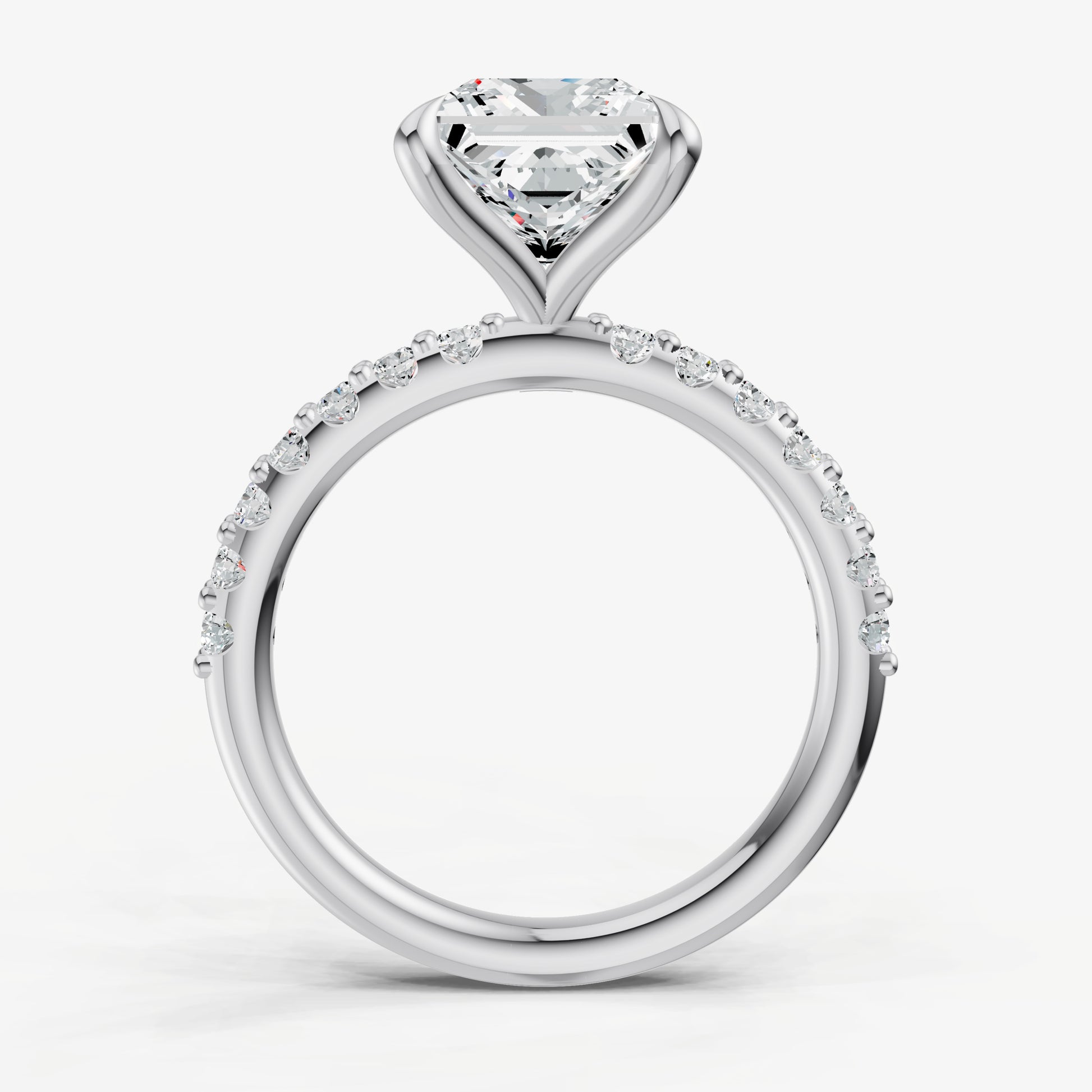 Princess 6 Claw Diamond Band Engagement Ring