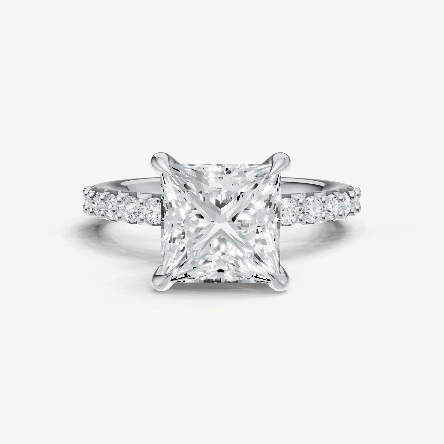 Princess 6 Claw Diamond Band Engagement Ring