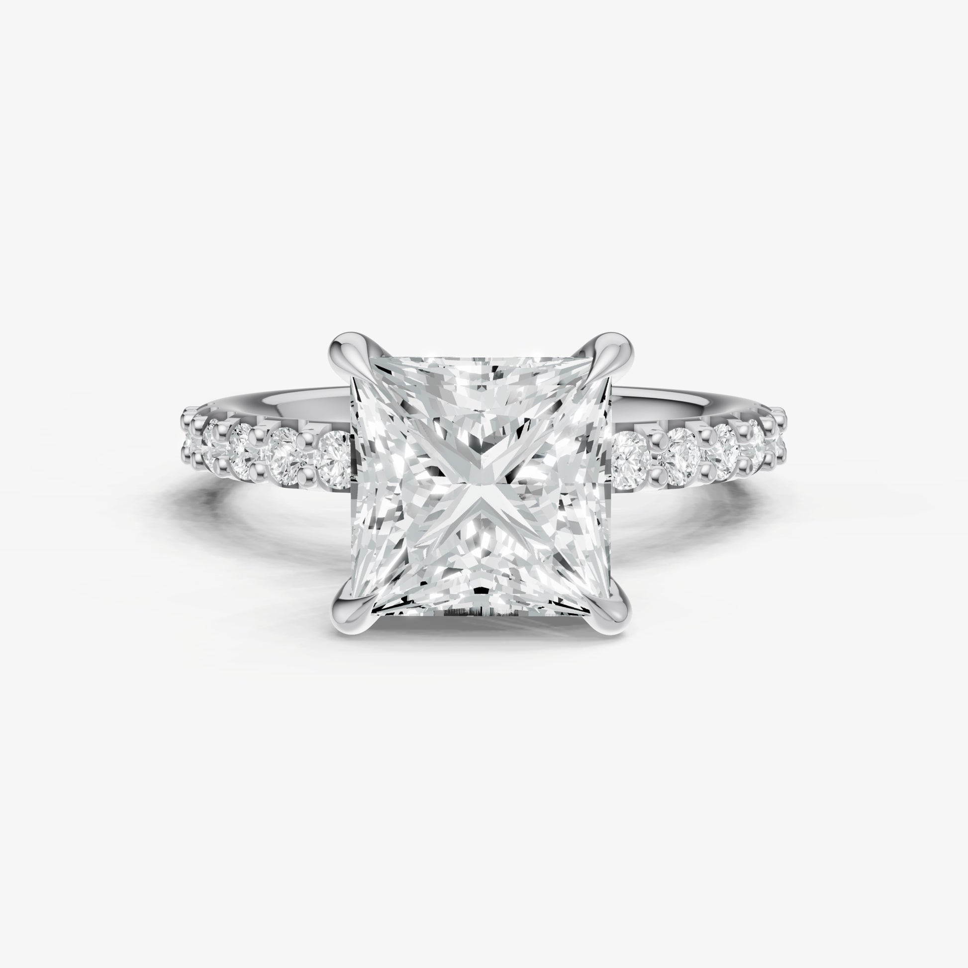 Princess 6 Claw Diamond Band Engagement Ring