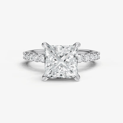 Princess 6 Claw Diamond Band Engagement Ring