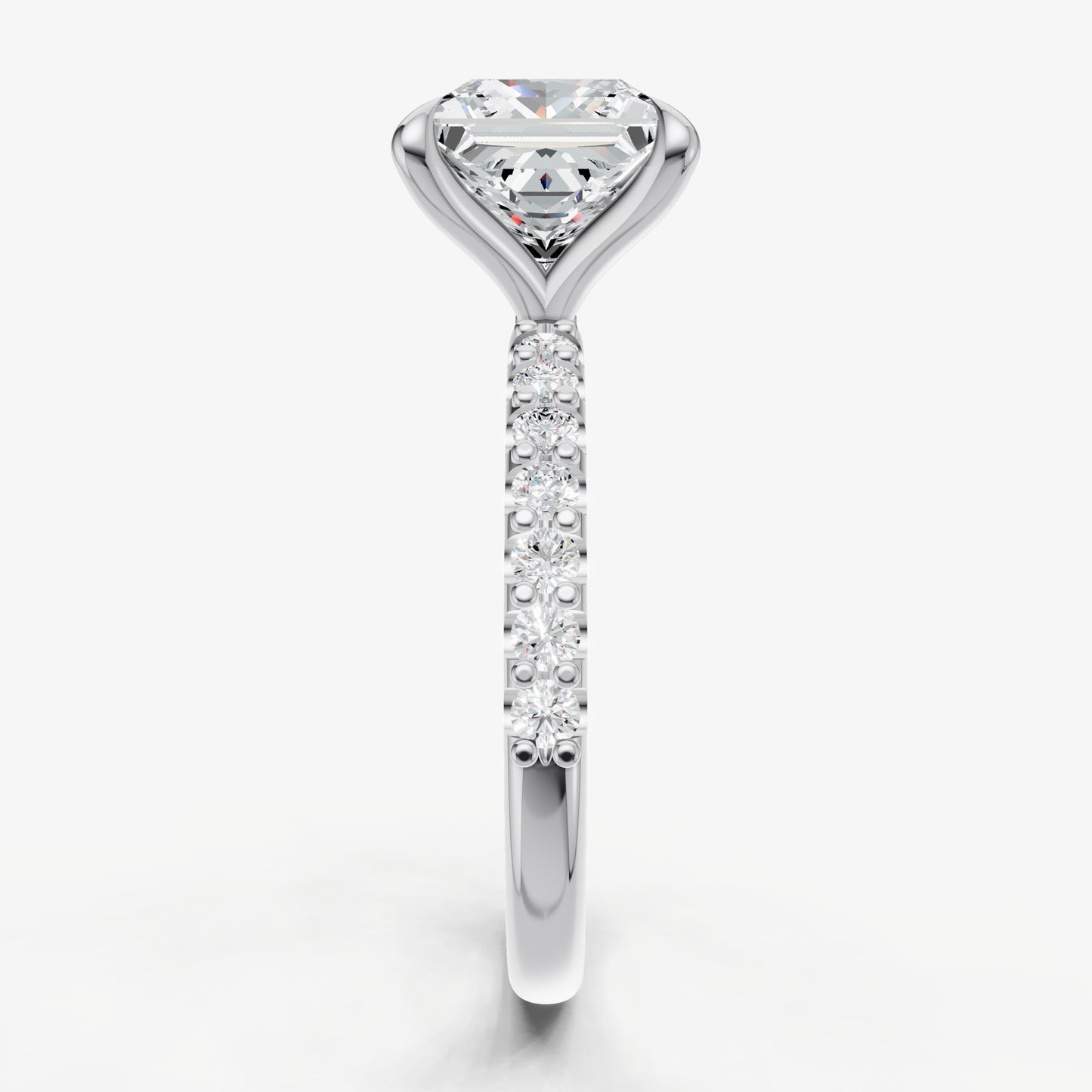 Princess 6 Claw Diamond Band Engagement Ring