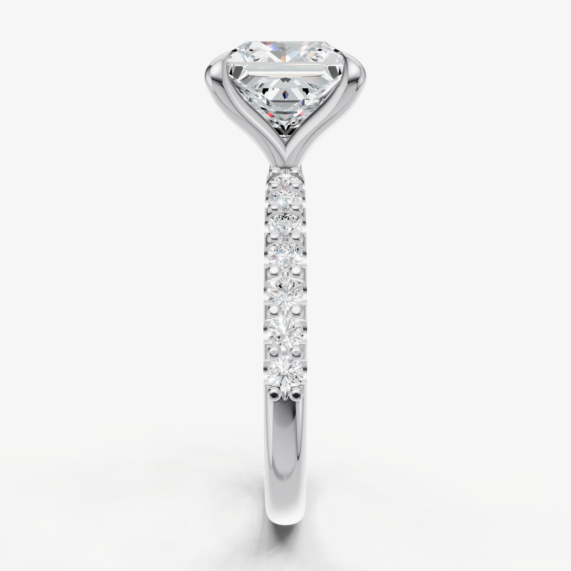 Princess 6 Claw Diamond Band Engagement Ring