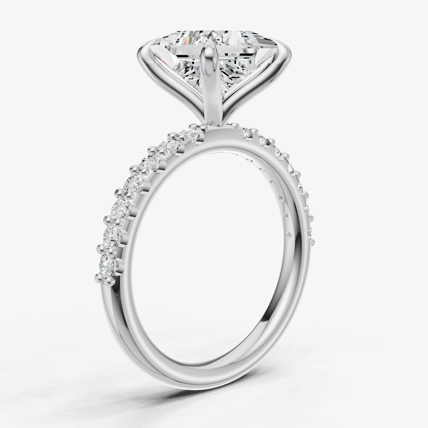 Princess 6 Claw Diamond Band Engagement Ring