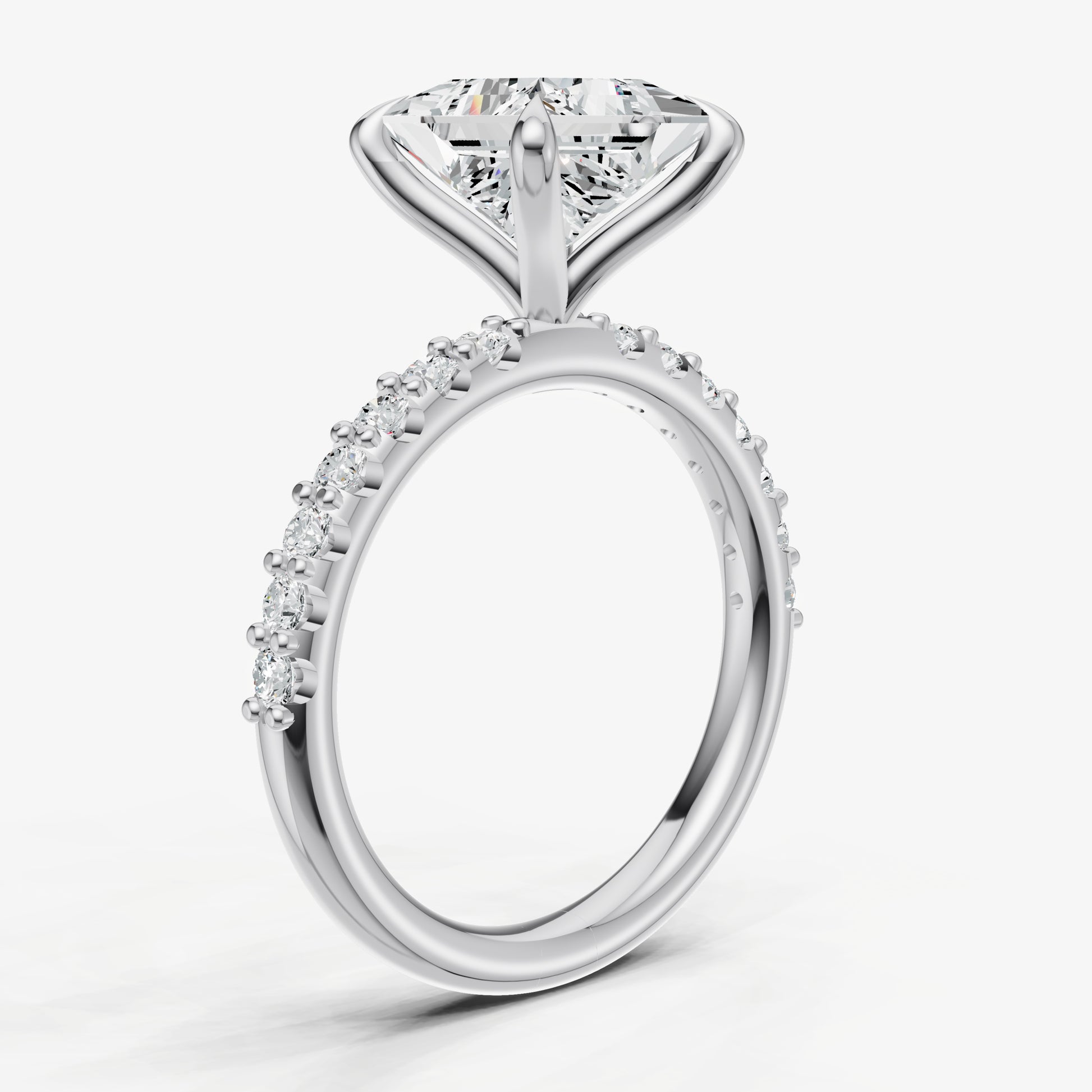 Princess 6 Claw Diamond Band Engagement Ring