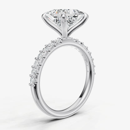 Princess 6 Claw Diamond Band Engagement Ring