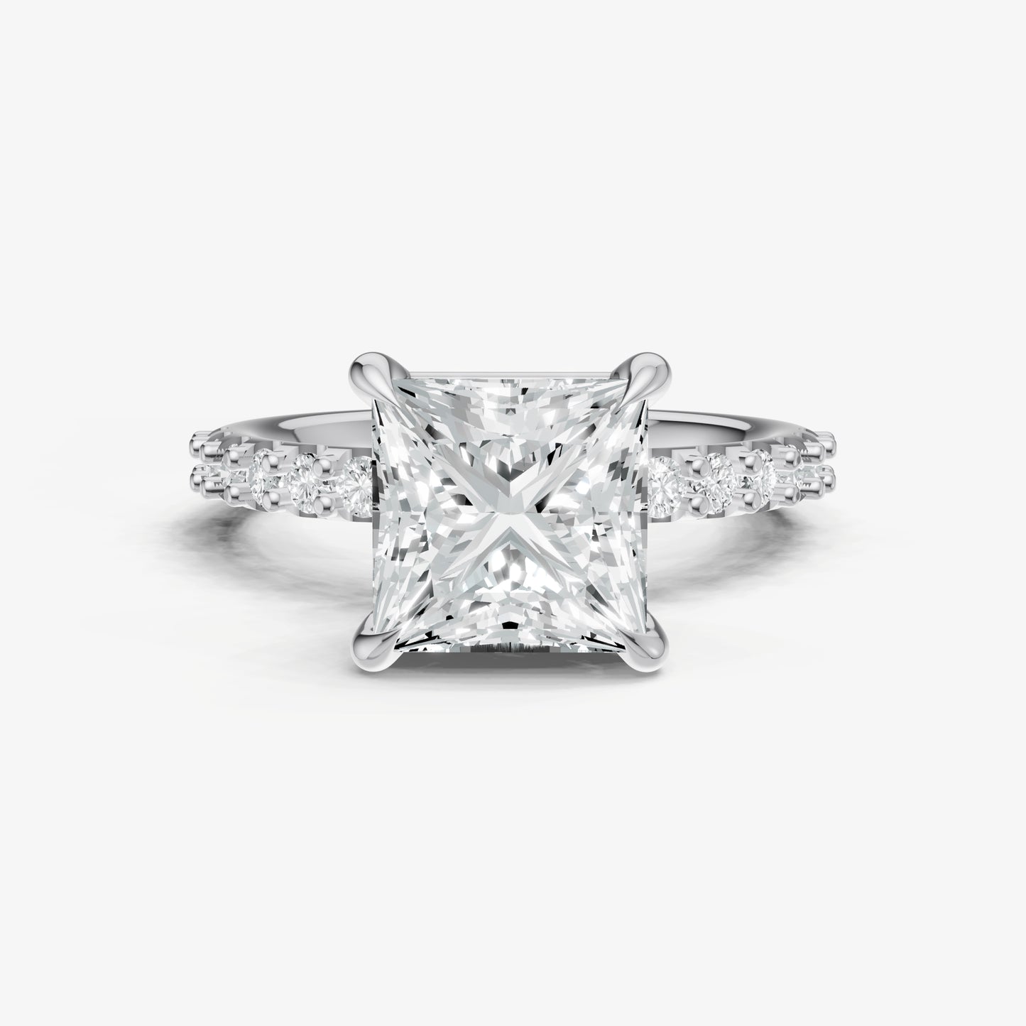 Princess 6 Claw Diamond Band Engagement Ring
