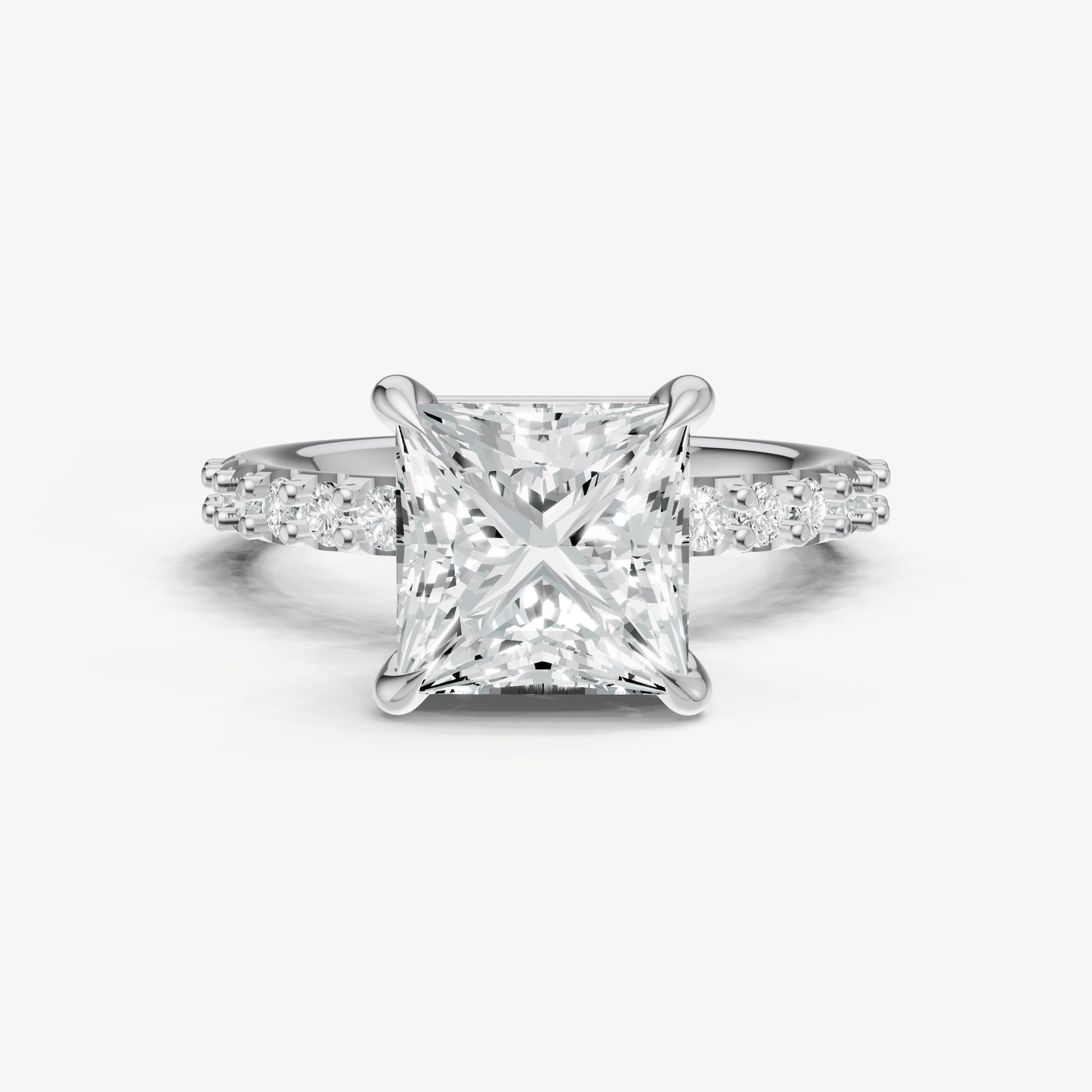 Princess 6 Claw Diamond Band Engagement Ring