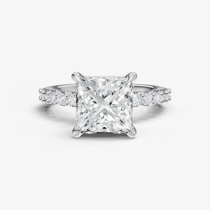 Princess 6 Claw Diamond Band Engagement Ring