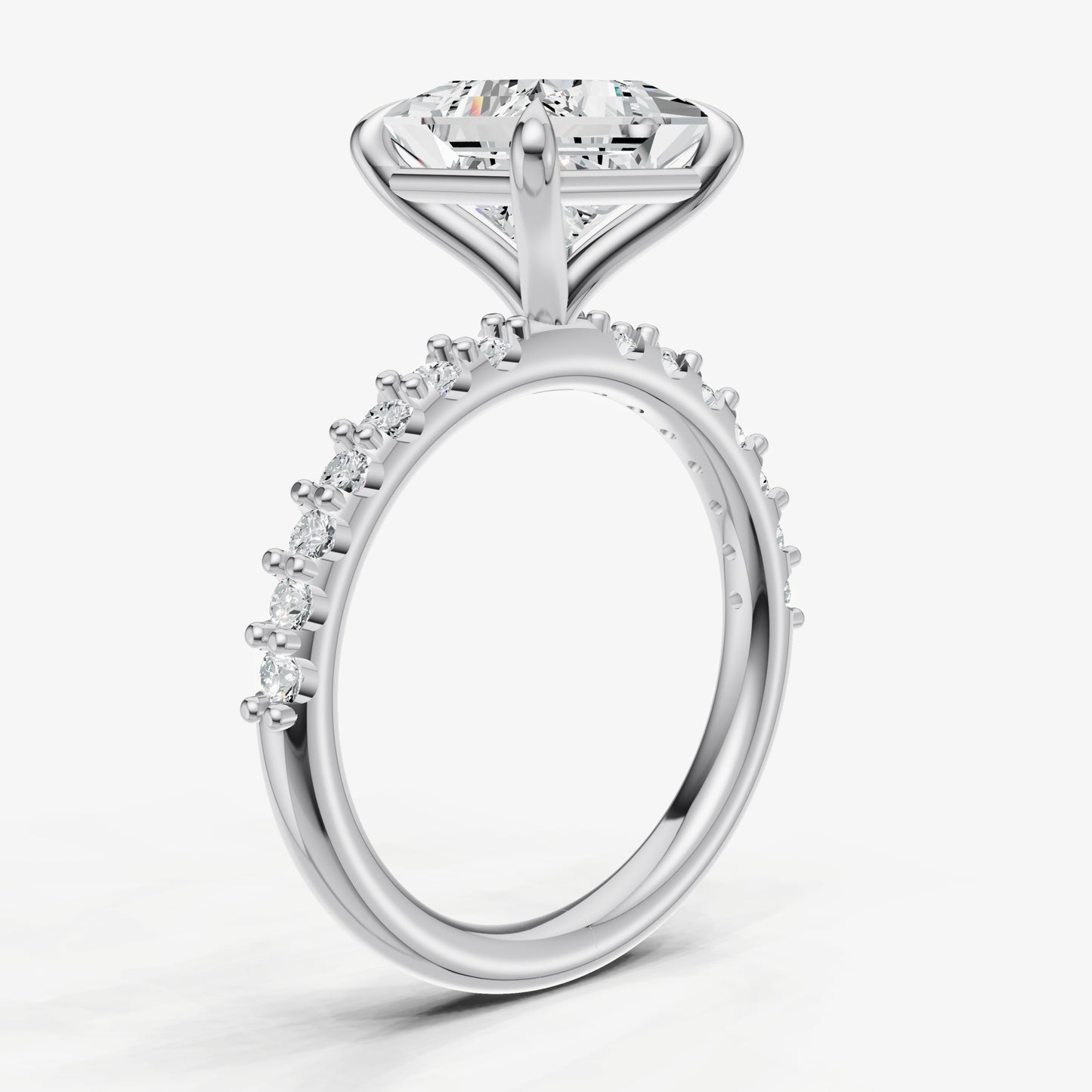 Princess 6 Claw Diamond Band Engagement Ring