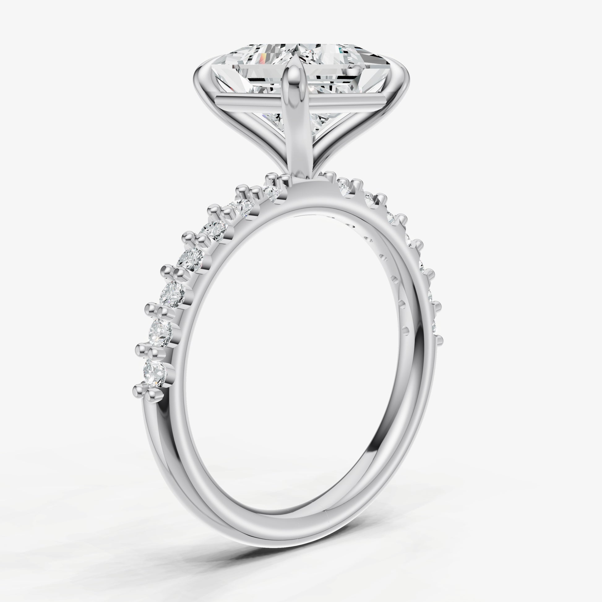 Princess 6 Claw Diamond Band Engagement Ring