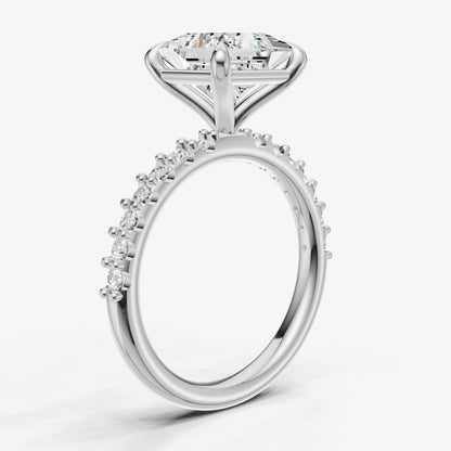 Princess 6 Claw Diamond Band Engagement Ring
