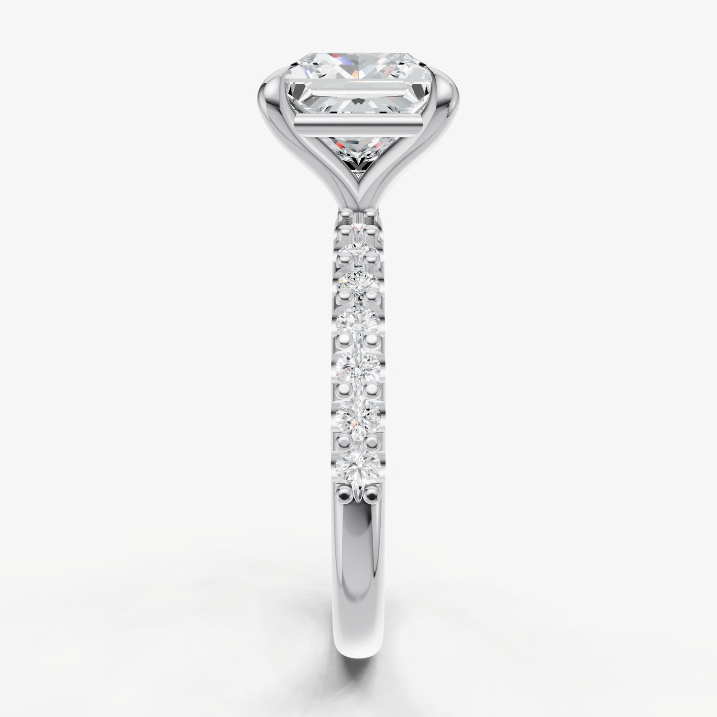 Princess 6 Claw Diamond Band Engagement Ring