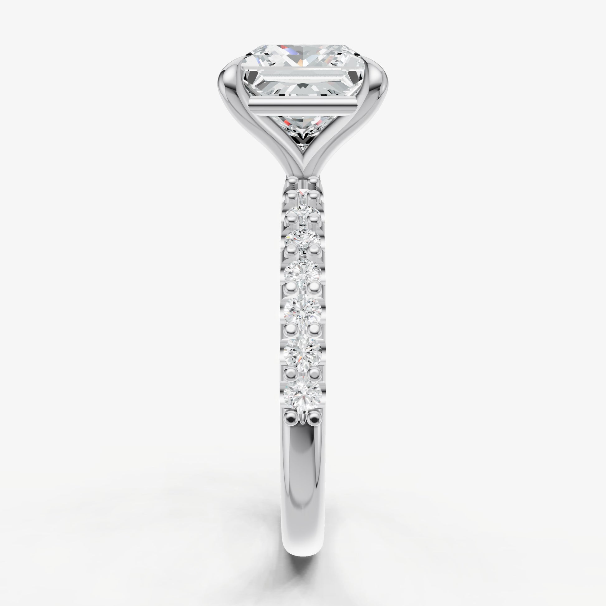 Princess 6 Claw Diamond Band Engagement Ring