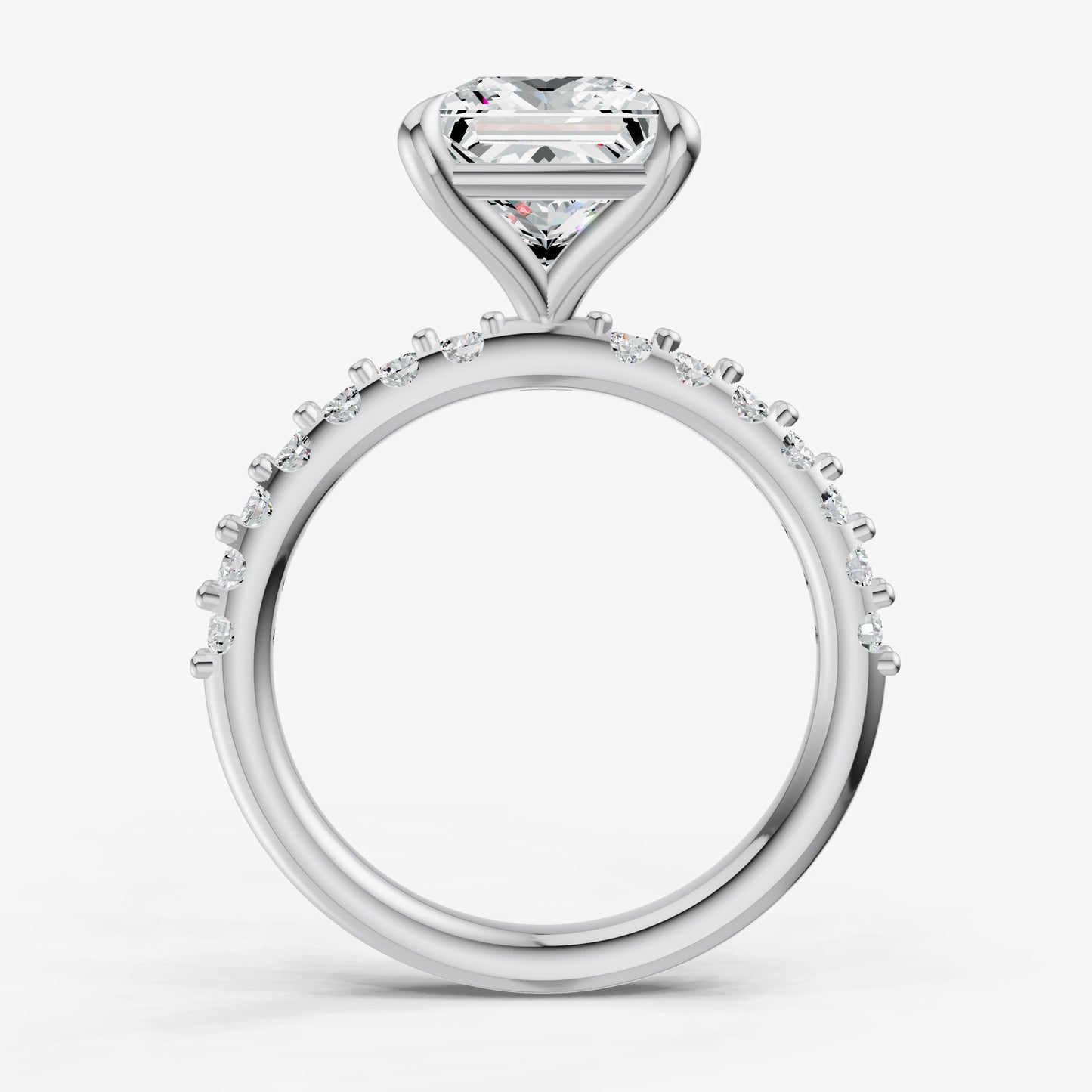 Princess 6 Claw Diamond Band Engagement Ring
