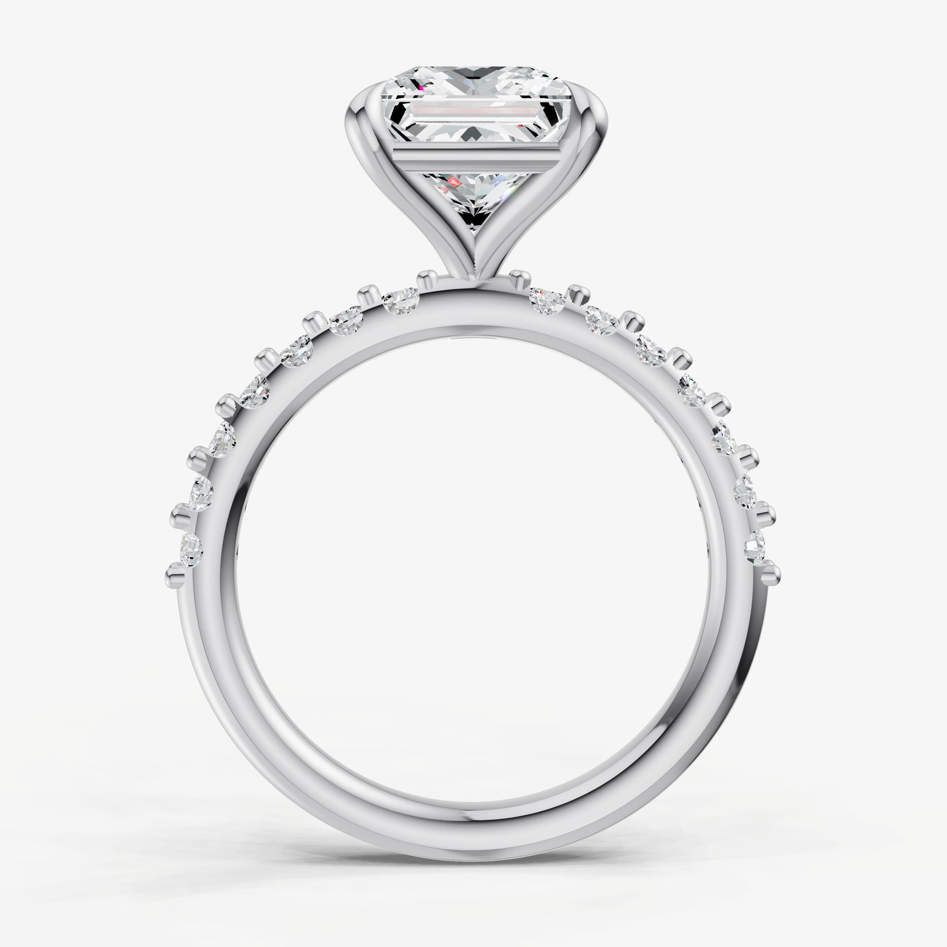 Princess 6 Claw Diamond Band Engagement Ring