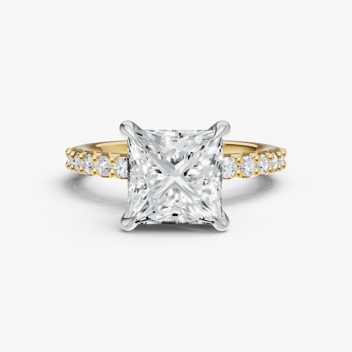 Princess 6 Claw Diamond Band Engagement Ring