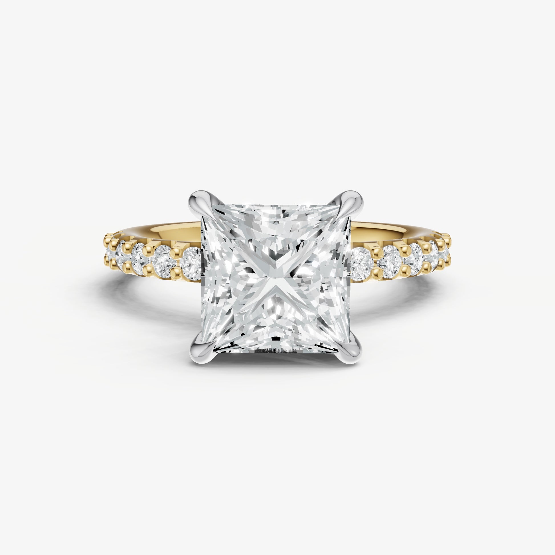 Princess 6 Claw Diamond Band Engagement Ring