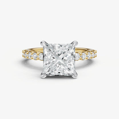 Princess 6 Claw Diamond Band Engagement Ring