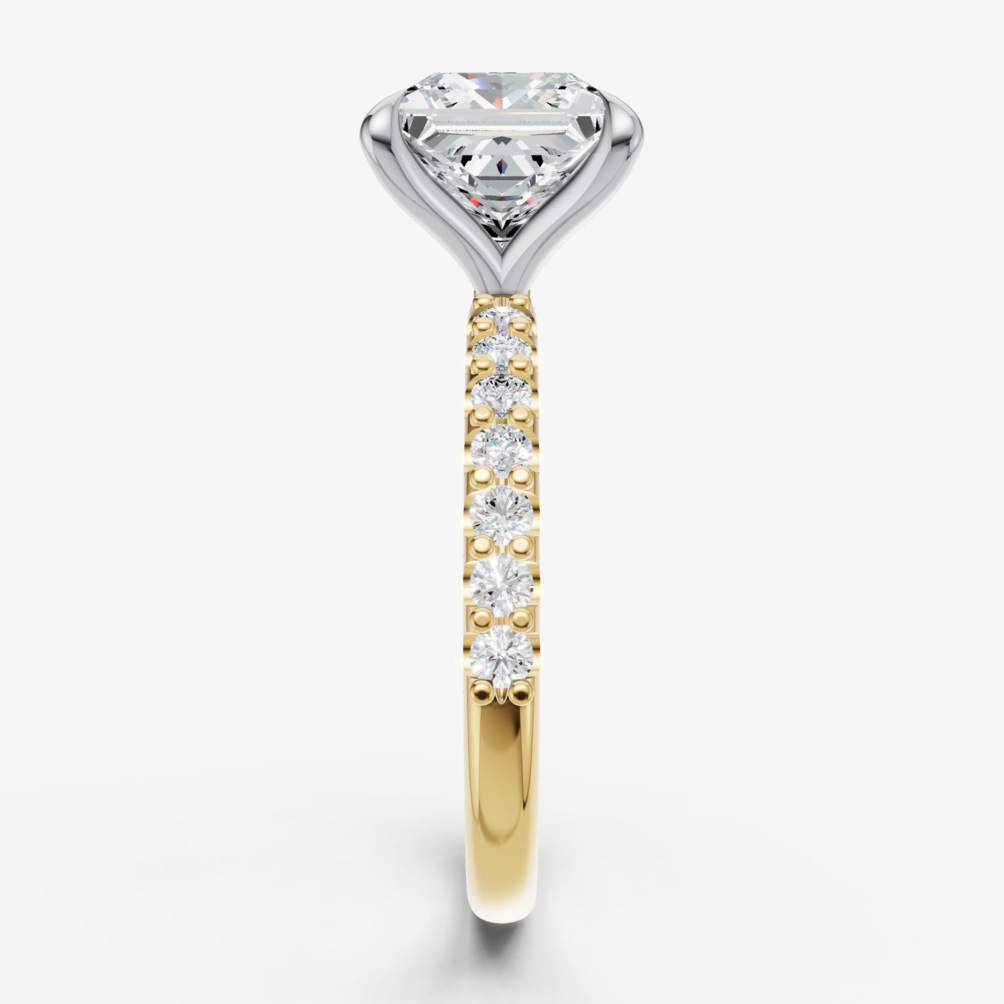 Princess 6 Claw Diamond Band Engagement Ring