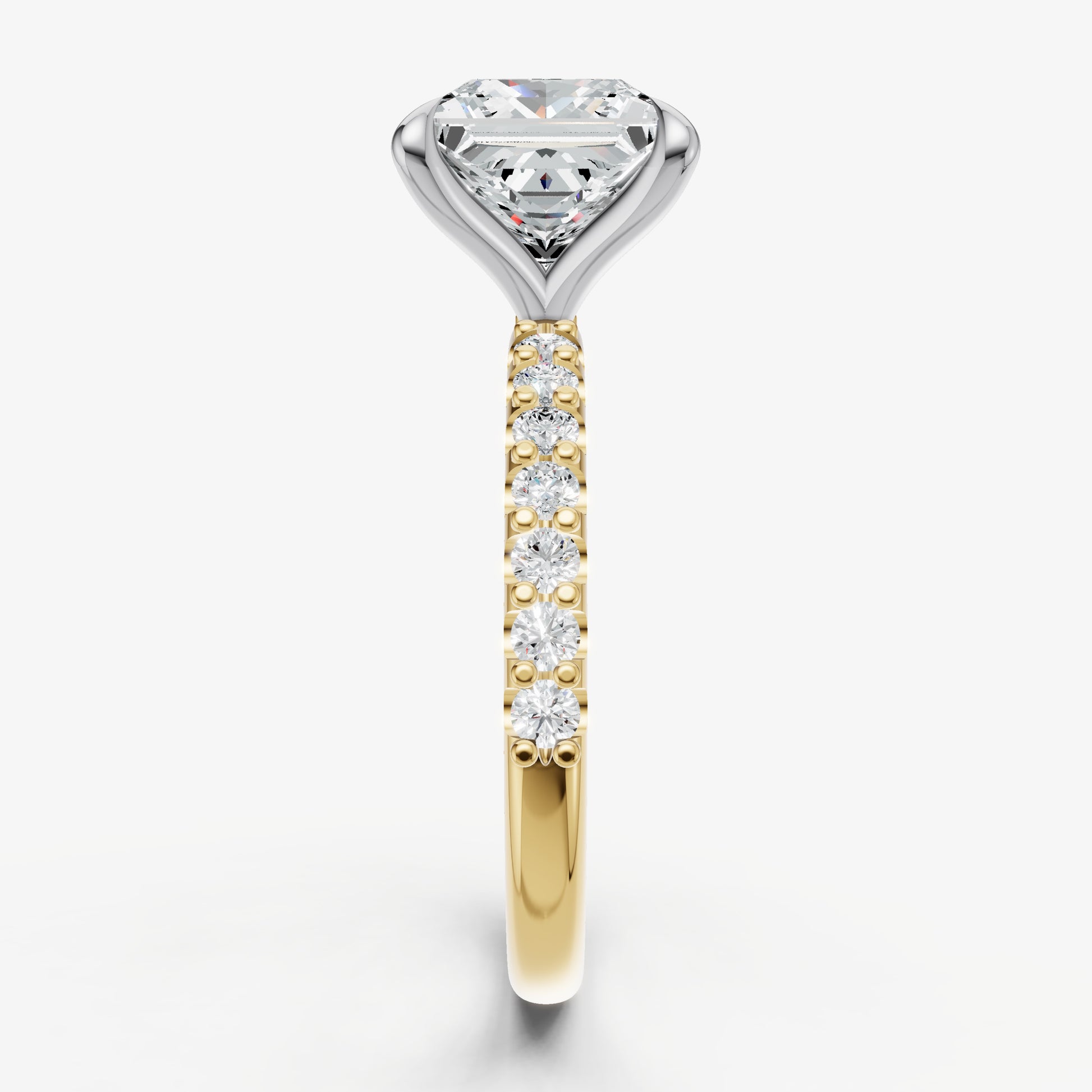 Princess 6 Claw Diamond Band Engagement Ring