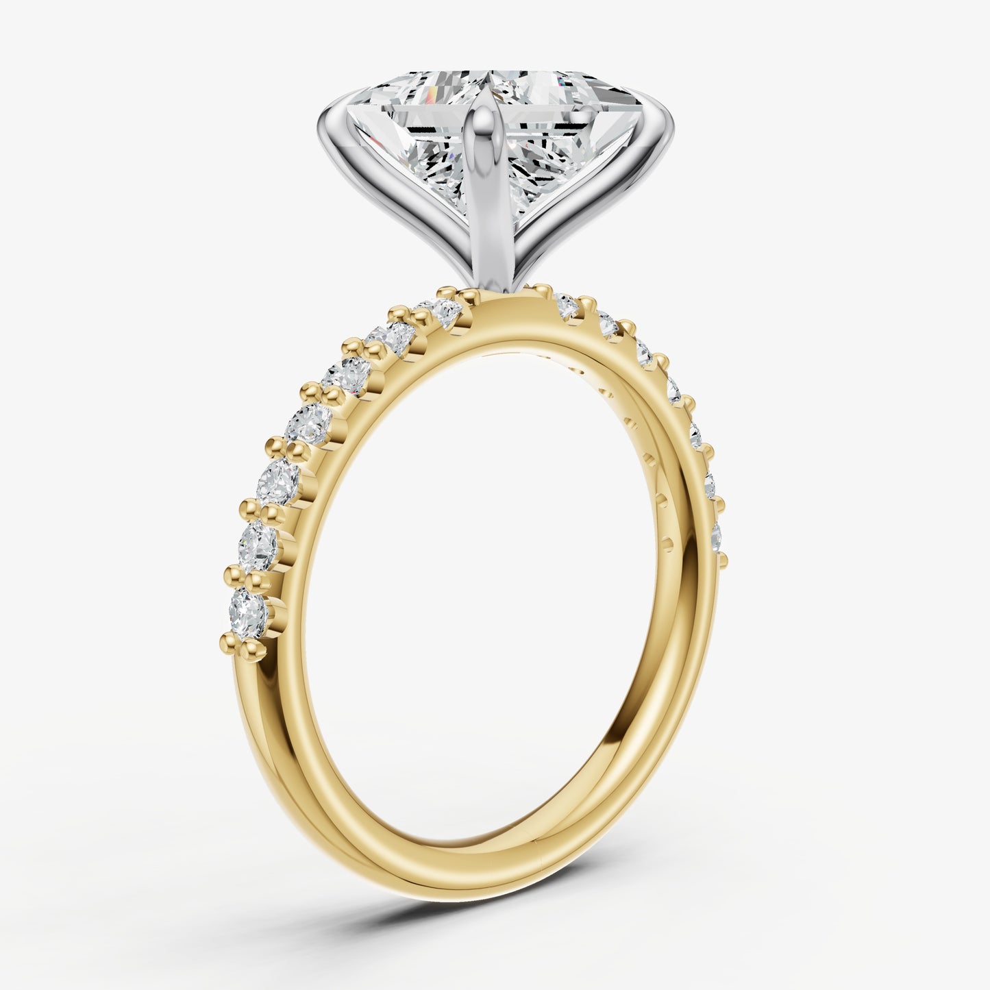 Princess 6 Claw Diamond Band Engagement Ring