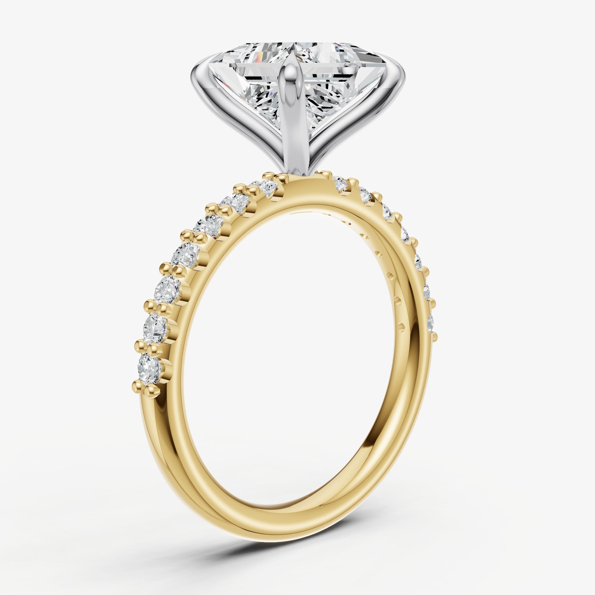Princess 6 Claw Diamond Band Engagement Ring
