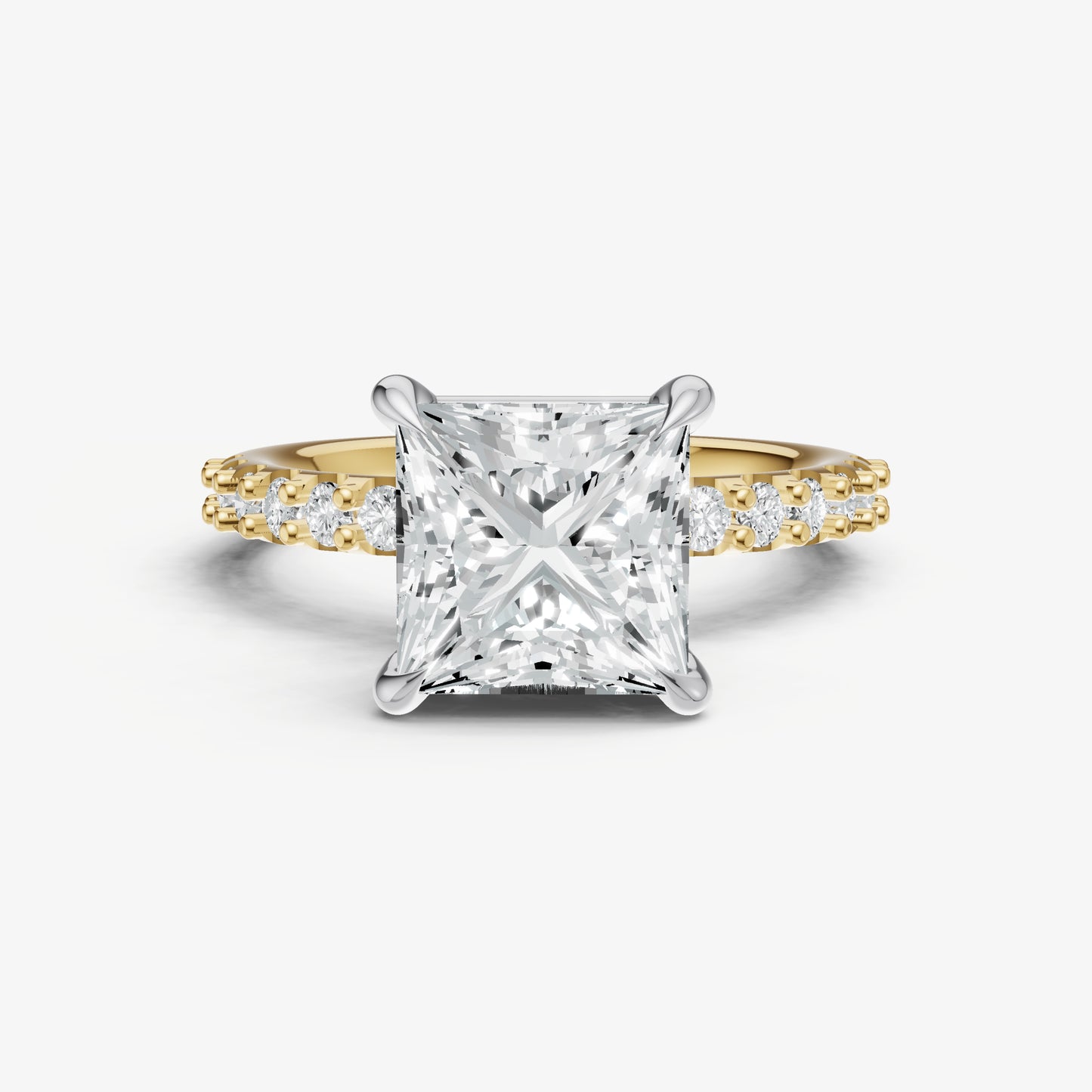 Princess 6 Claw Diamond Band Engagement Ring