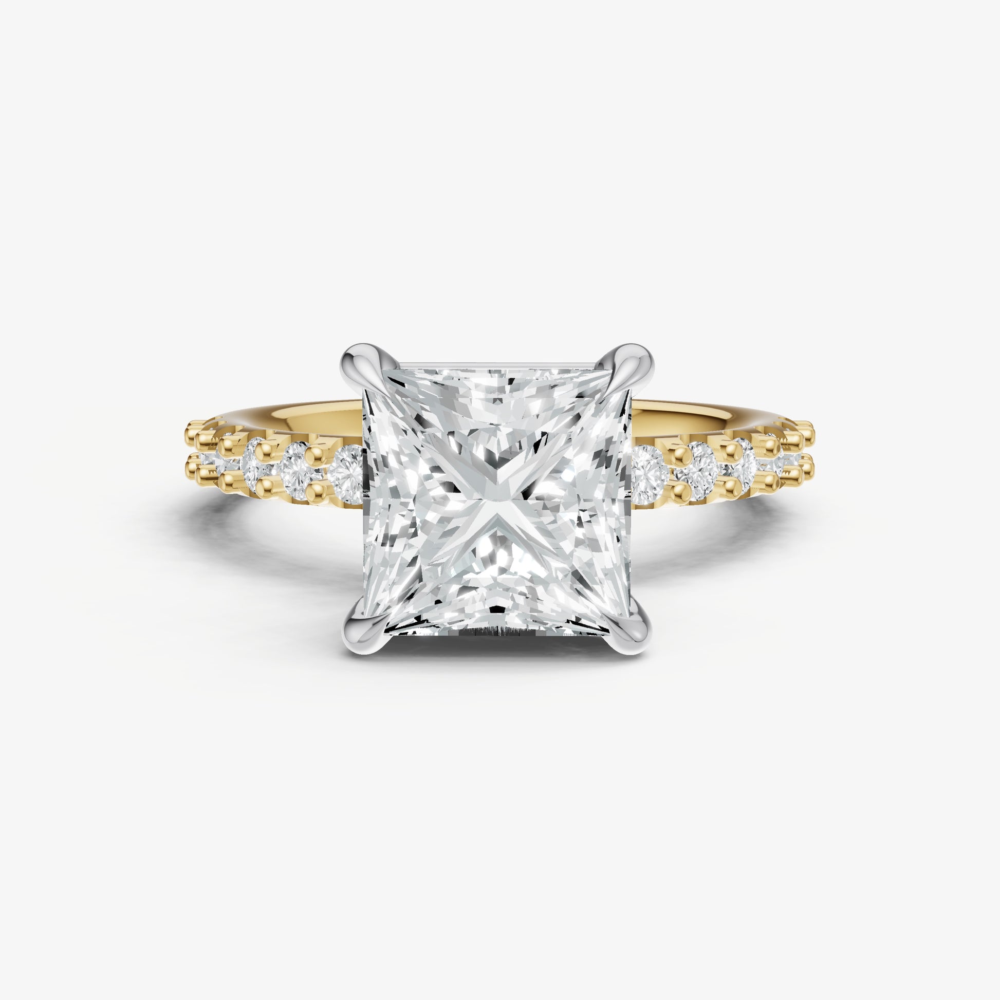 Princess 6 Claw Diamond Band Engagement Ring