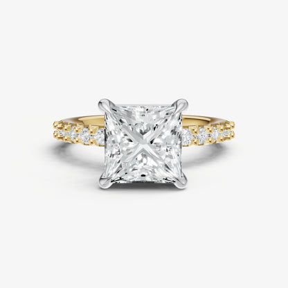 Princess 6 Claw Diamond Band Engagement Ring
