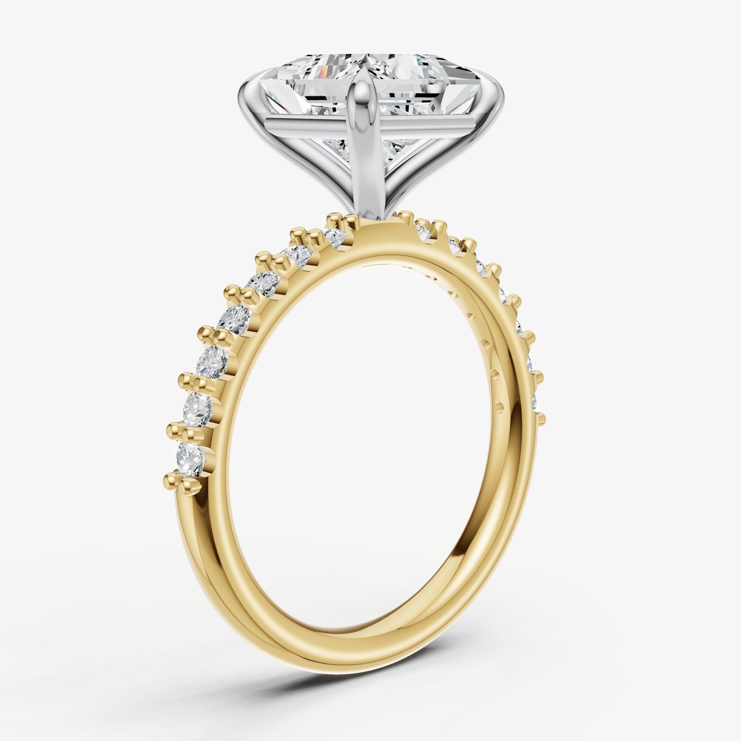 Princess 6 Claw Diamond Band Engagement Ring