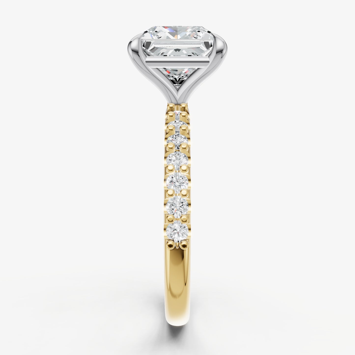 Princess 6 Claw Diamond Band Engagement Ring