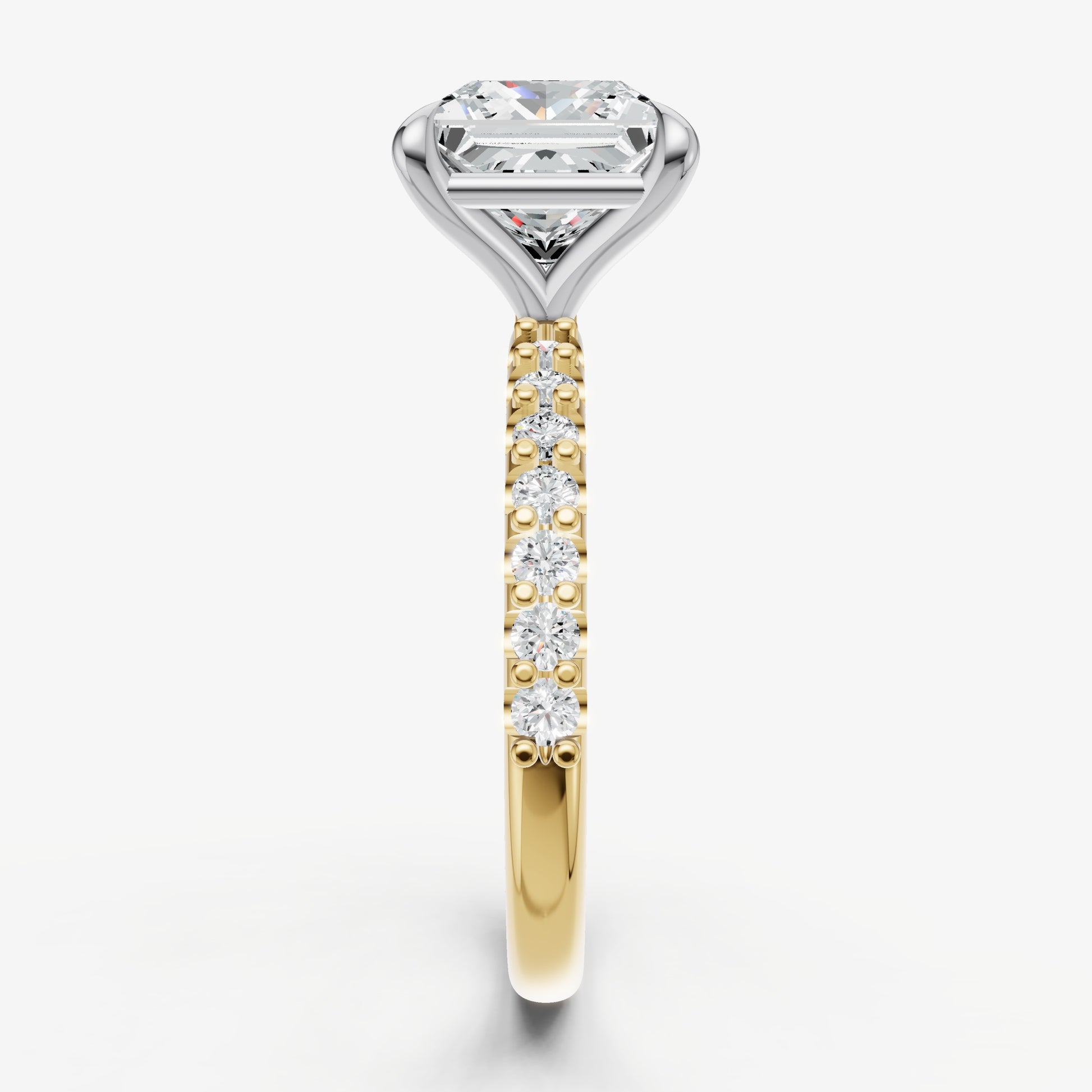 Princess 6 Claw Diamond Band Engagement Ring