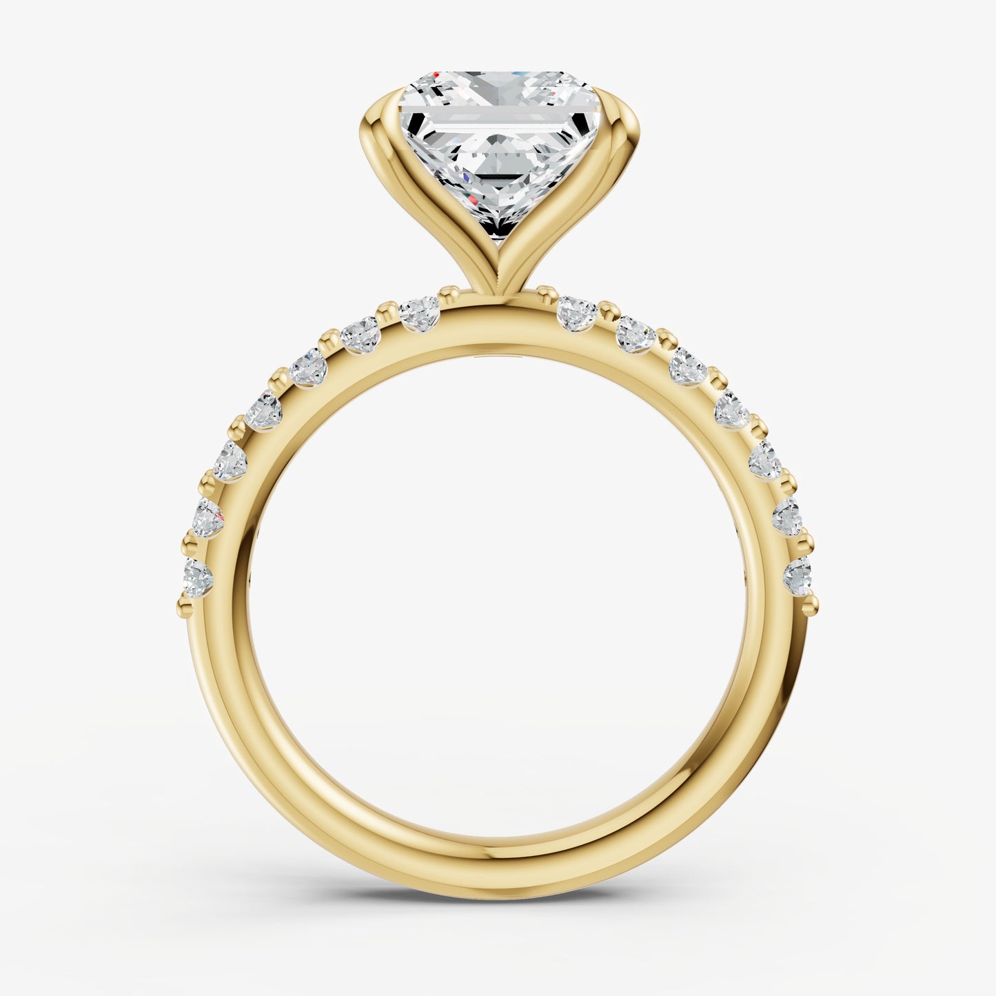 Princess 6 Claw Diamond Band Engagement Ring
