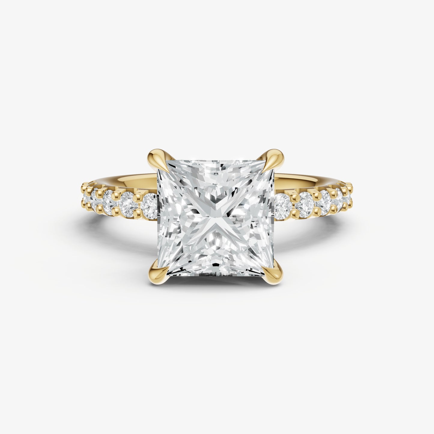 Princess 6 Claw Diamond Band Engagement Ring