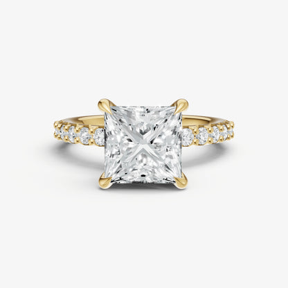 Princess 6 Claw Diamond Band Engagement Ring