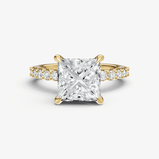 Princess 6 Claw Diamond Band Engagement Ring