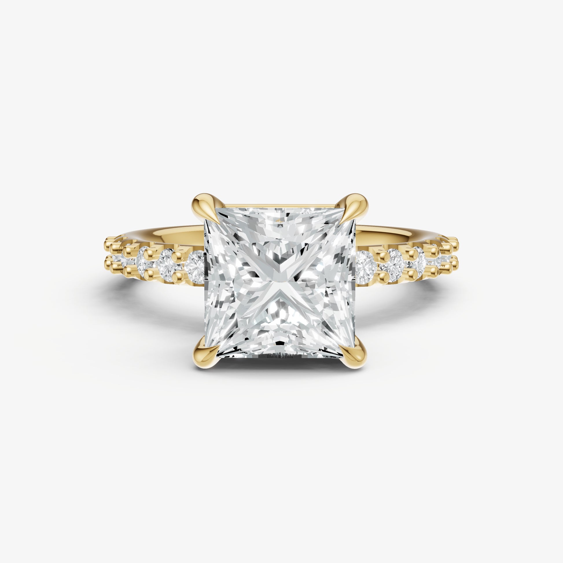 Princess 6 Claw Diamond Band Engagement Ring