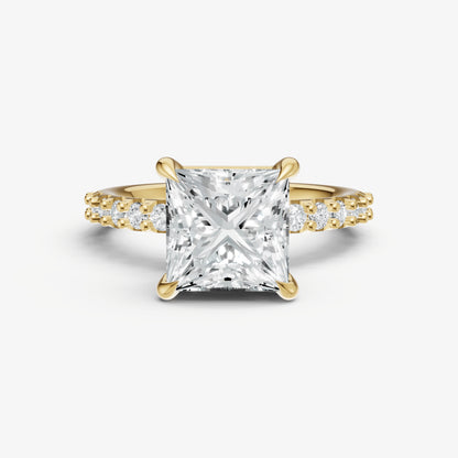 Princess 6 Claw Diamond Band Engagement Ring
