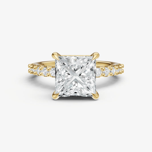 Princess 6 Claw Diamond Band Engagement Ring