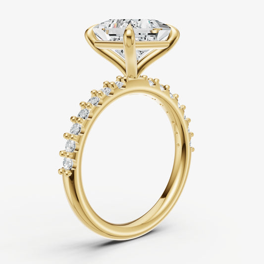 Princess 6 Claw Diamond Band Engagement Ring