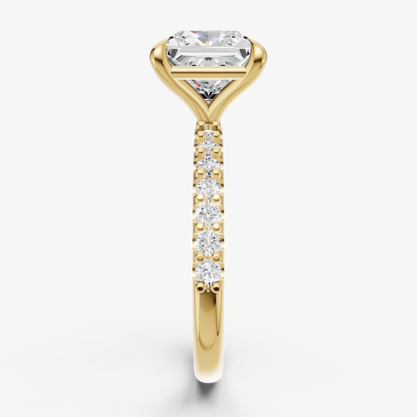 Princess 6 Claw Diamond Band Engagement Ring