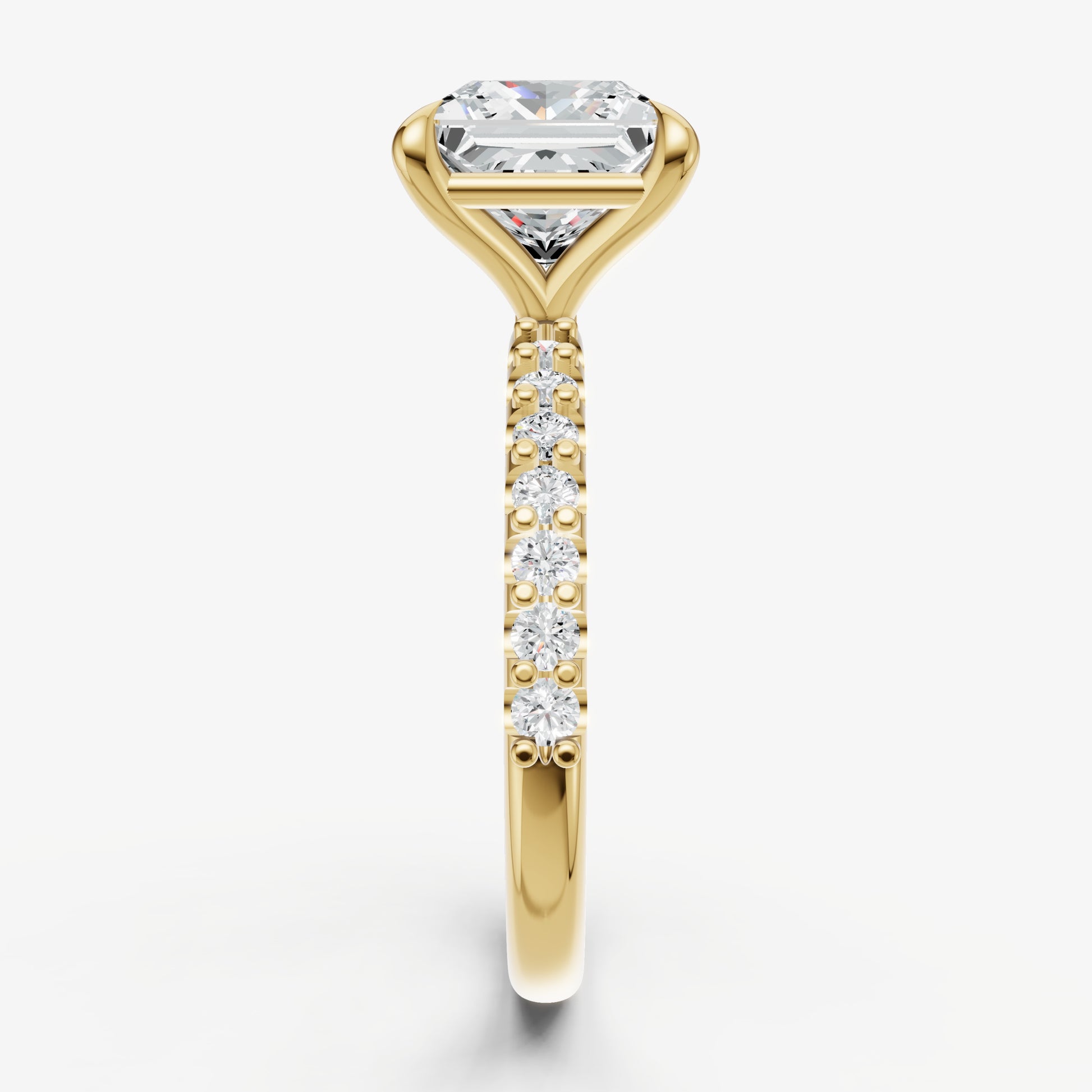 Princess 6 Claw Diamond Band Engagement Ring