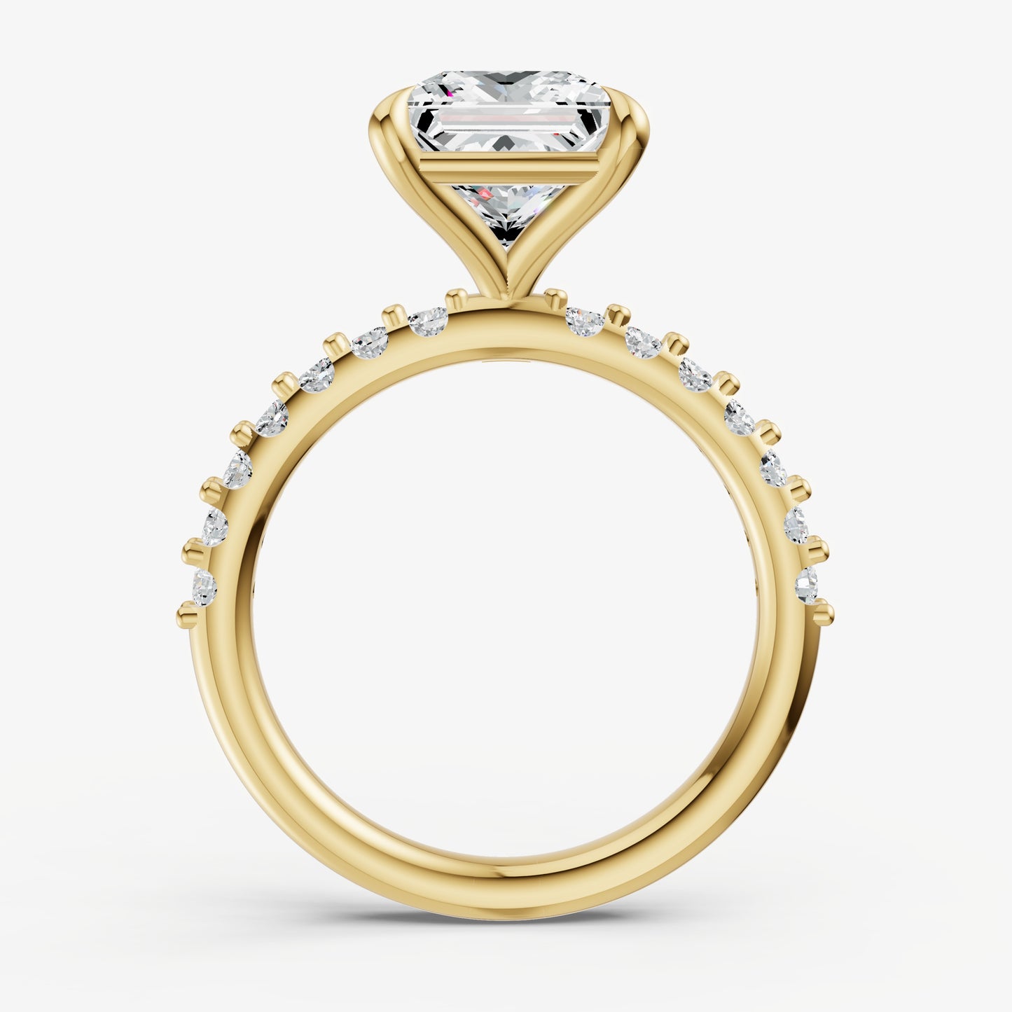 Princess 6 Claw Diamond Band Engagement Ring