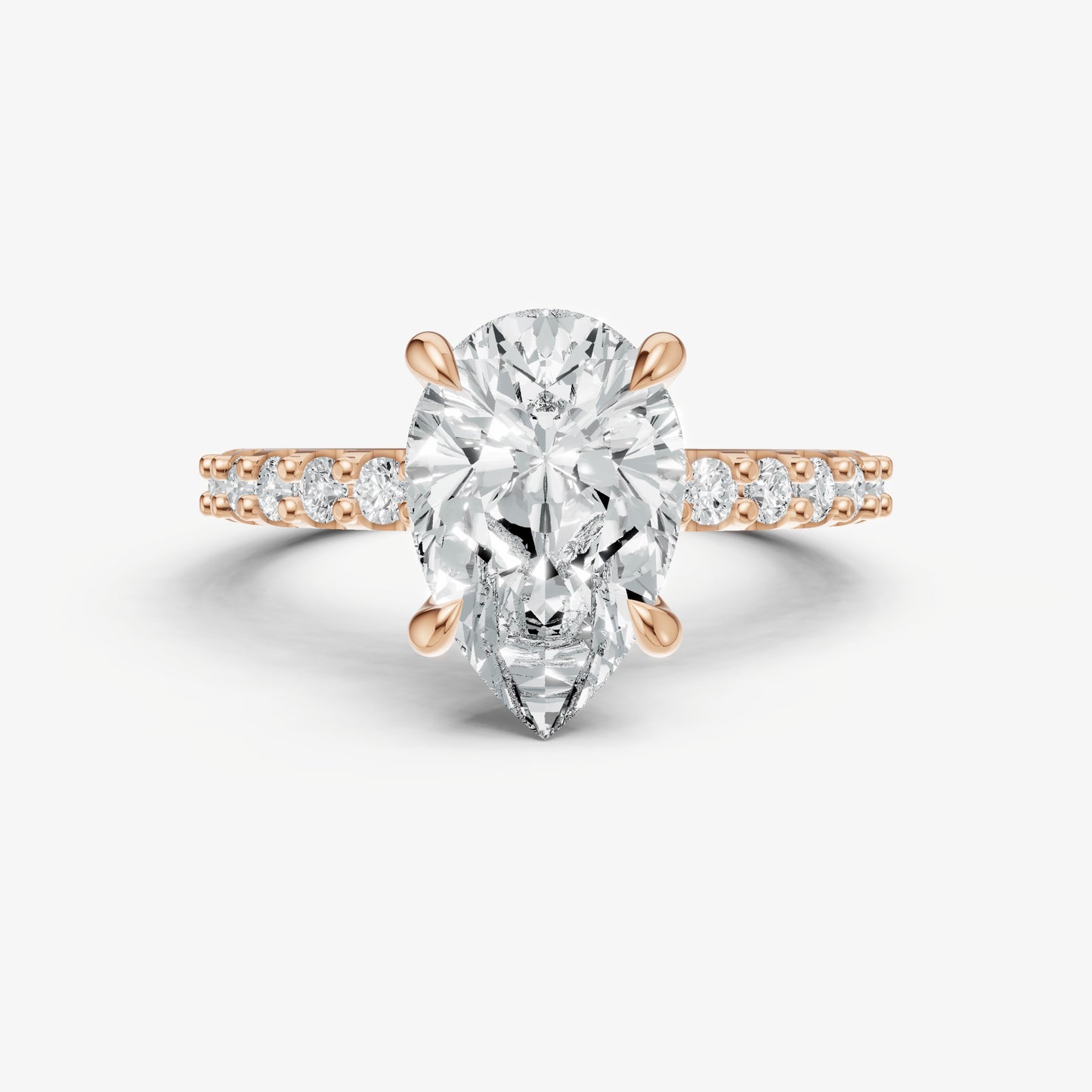 Pear 6 Claw Diamond Band Engagement Ring