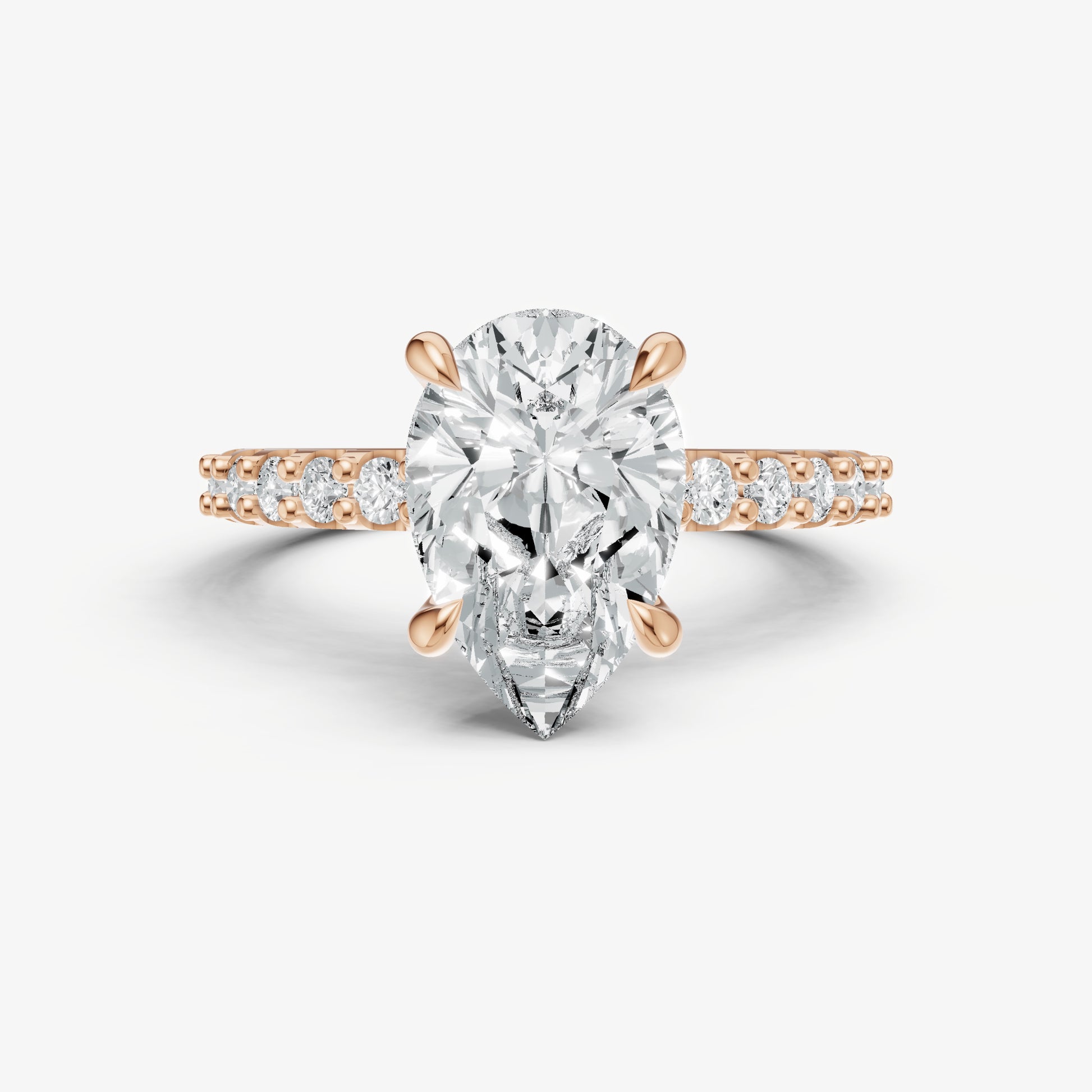 Pear 6 Claw Diamond Band Engagement Ring