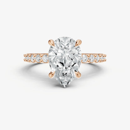 Pear 6 Claw Diamond Band Engagement Ring