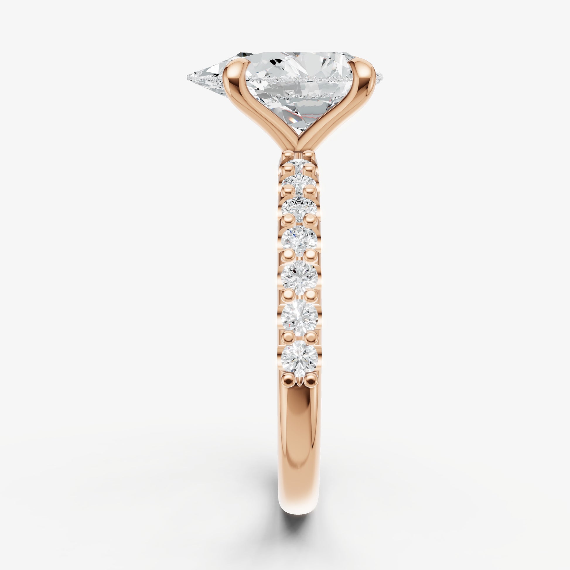 Pear 6 Claw Diamond Band Engagement Ring
