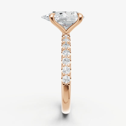 Pear 6 Claw Diamond Band Engagement Ring